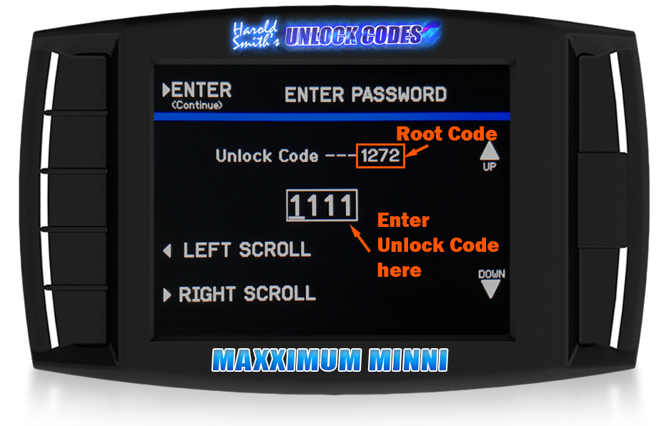 Mini Maxx Root Code Screen