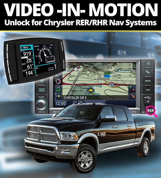 111008 - Video In Motion Unlock Code for your RHR or RER Chrysler Navigation System in your 2006-2012 Dodge Cummins 6.7L truck. Works with H&S Mini Maxx tuners